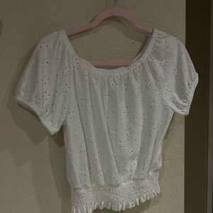 Elegant White Eyelet Blouse